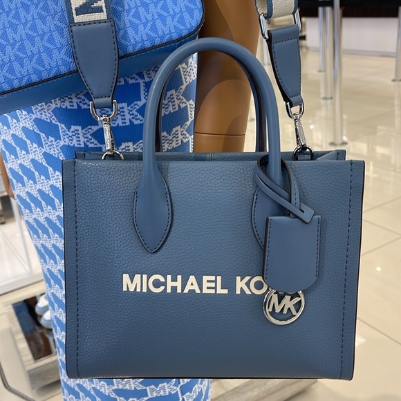 Michael Kors Mirella Small Pebbled Leather Shopper Top Zip Crossbody XBODY Tote - Picture 14 of 16